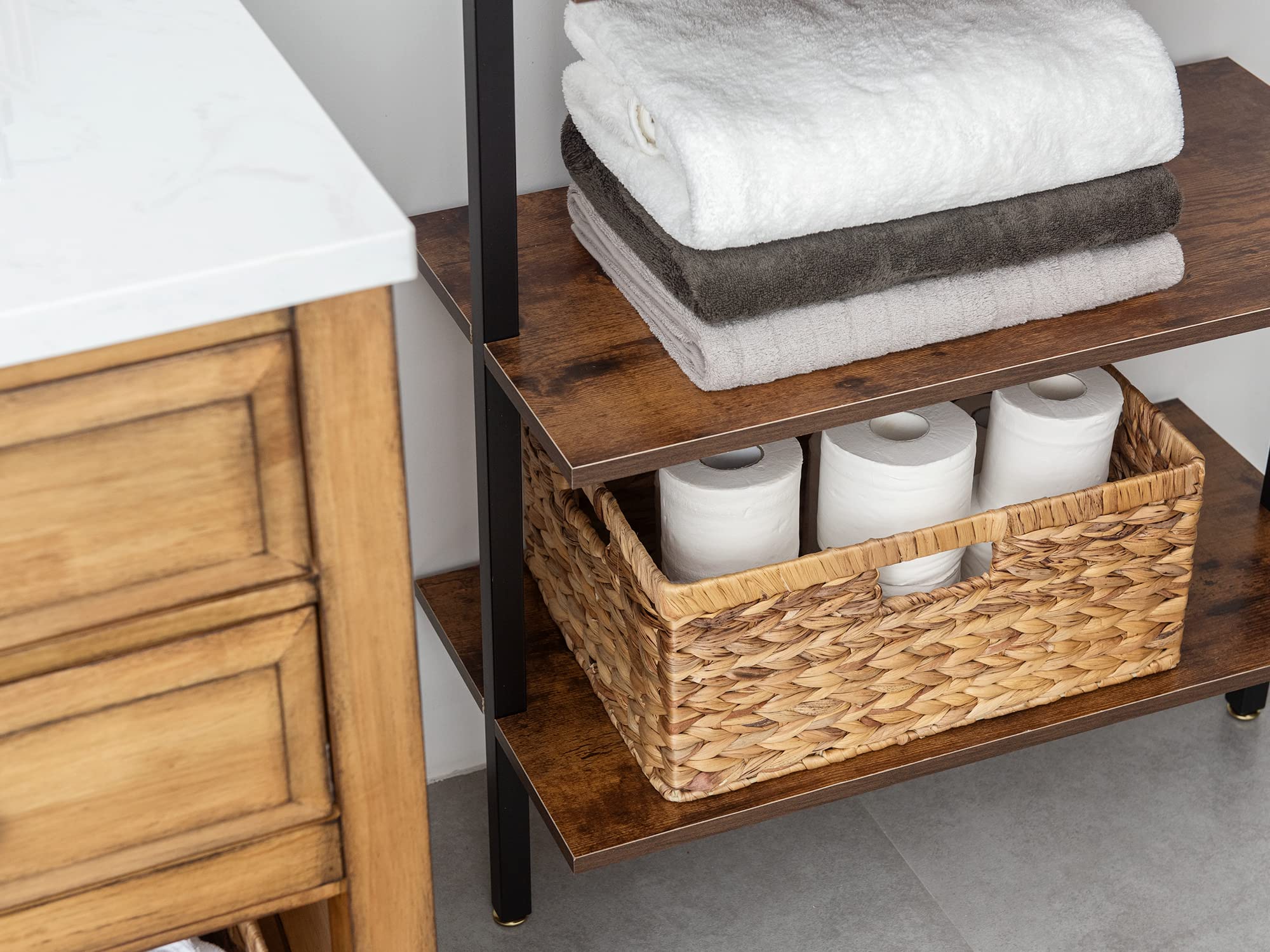 Storageworks Large Rectangular Wicker Basket, Water Hyacinth Storage Basket With Built-In Handles, 1 Pack